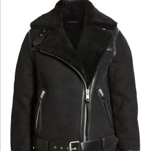 Allsaints NWT Rei Genuine Shearling Biker Jacket
